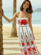 Rochie de Primăvară cu Broderie Roșie - Confort și Eleganță
