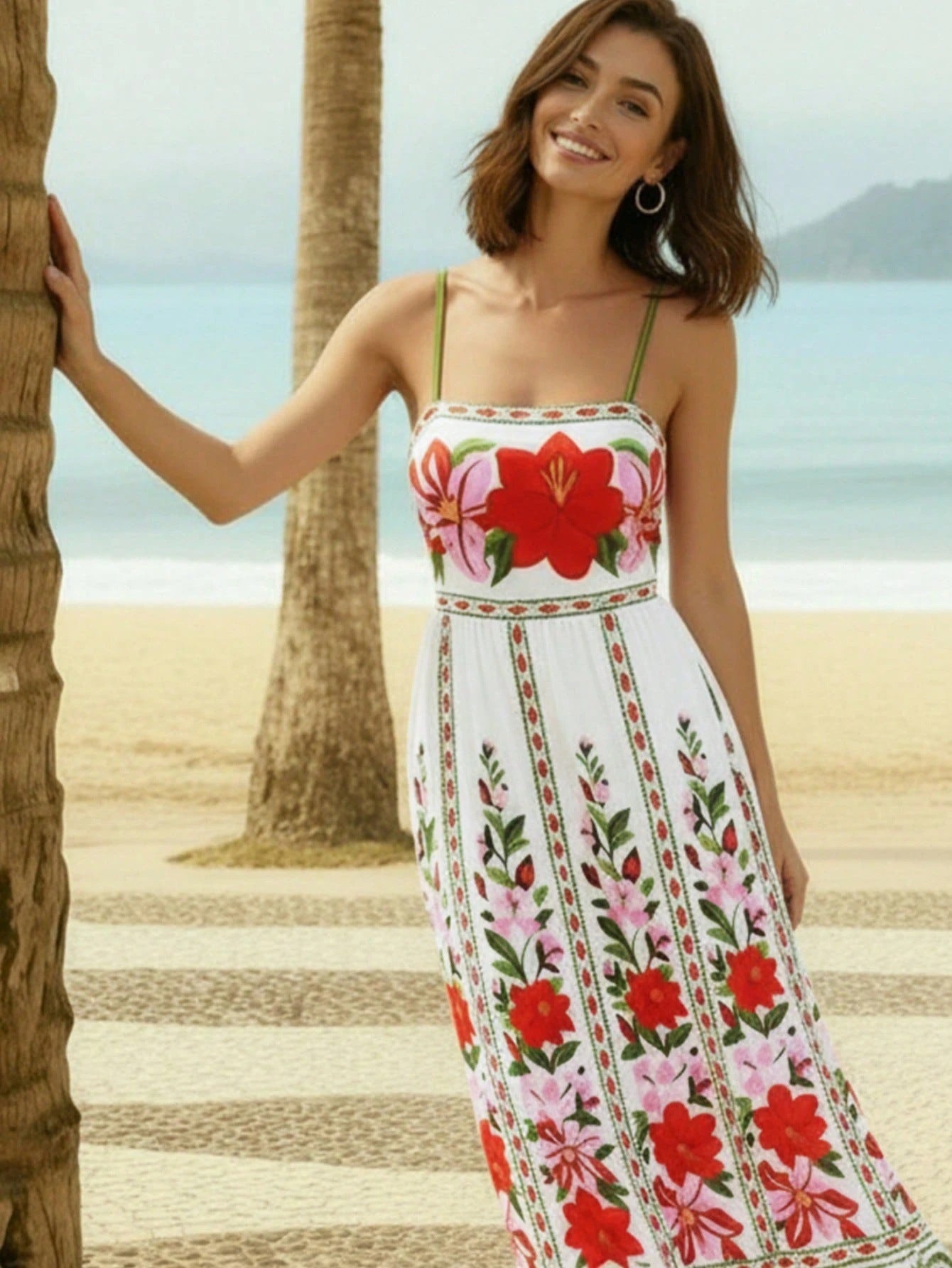 Rochie de Primăvară cu Broderie Roșie - Confort și Eleganță