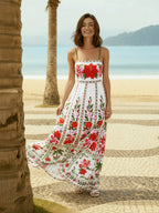 Rochie de Primăvară cu Broderie Roșie - Confort și Eleganță
