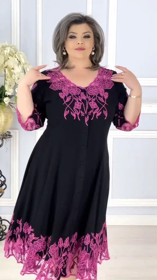 👗【S-5XL】Rochie din dantelă brodată, mărime mare - la modă și elegantă
