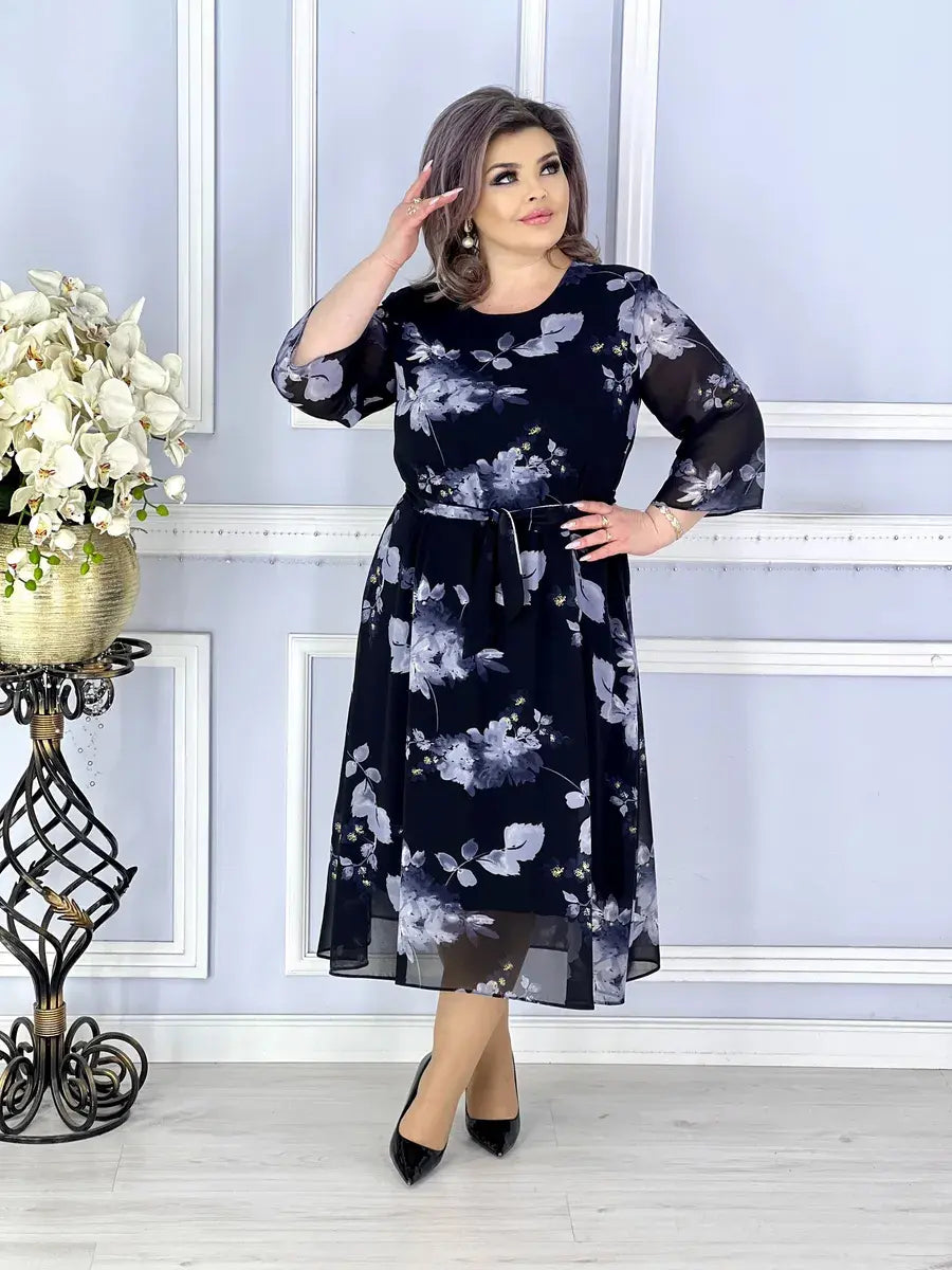 【🏆Produs foarte bine vândut】🌺【S-5XL】2025 Noua rochie din sifon cu flori de primavara