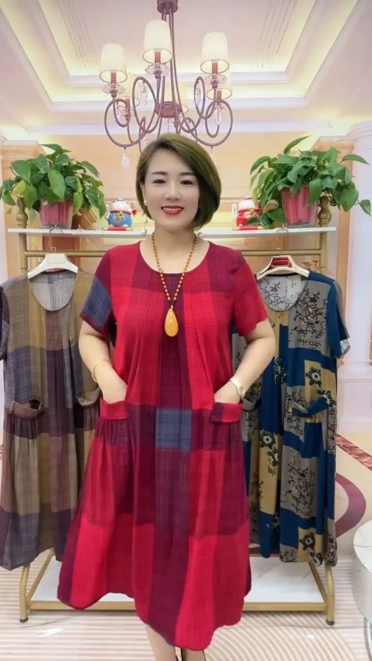 👗【Cumpărați 1 Primiți 1 gratuit】❤️【50-100 kg】2025 Rochie de călătorie în carouri, la modă lejeră Rochie confortabilă pentru mamă