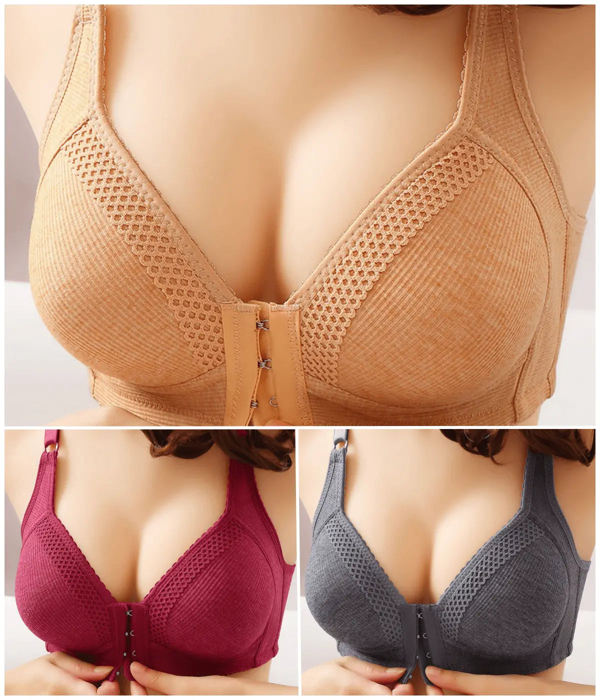 💥👙【M-3XL】【Pachet de 5】Sutien push-up de înaltă calitate, fără cusături, la modă și sexy, previne căderea