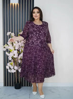 💃✨【S-5XL】Rochie nouă de marime mare, elegantă din șifon imprimat
