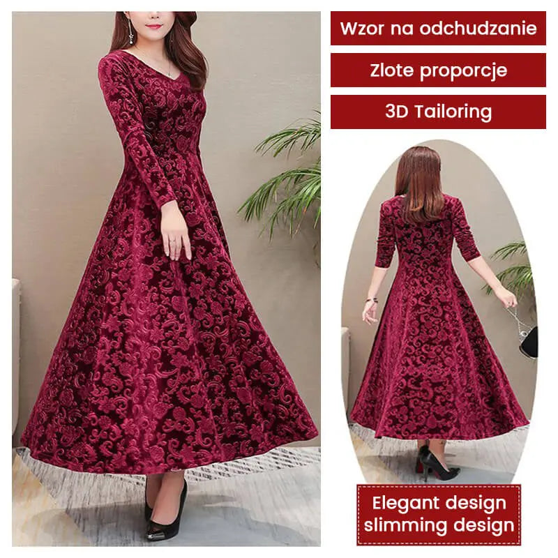 💜💚【Cumpărați 1 obțineți 1】【M-4XL】Noua rochie de catifea imprimata la moda de iarna