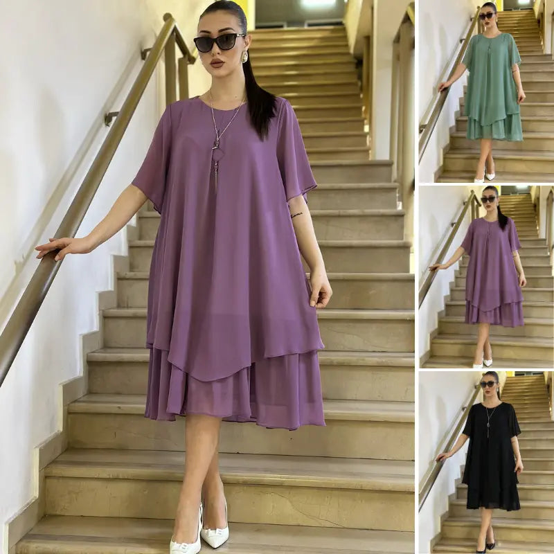 🔥【Cumpărați 1 obțineți 1 gratuit】【S-5XL】🍂👗 Rochie lunga din sifon eleganta, design de inalta calitate