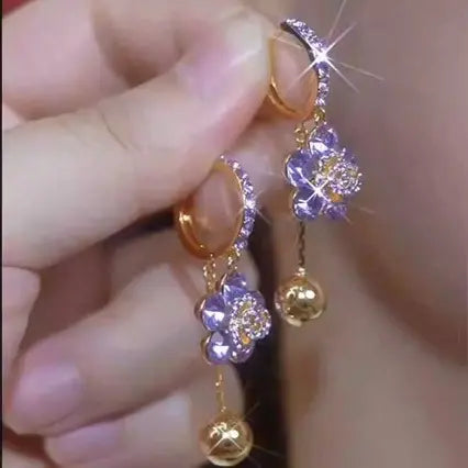🔥【Cumpărați 1, primiți 1 gratuit】2026 Lumina avansată Diamante de lux Floral Delicate Tassel Cercei