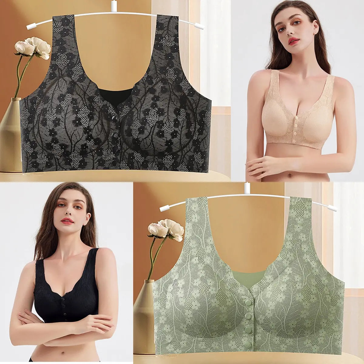 2026【Cumpără unul, primește unul gratuit】Sutien fără fir pentru femei cu nasturi în față ❤️【40-100kg】