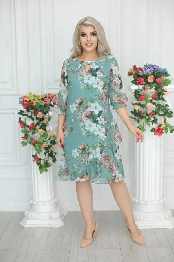 【Cumpără 1 Primești 1 Gratuit】【S-5XL】💥Rochie din sifon imprimata noua
