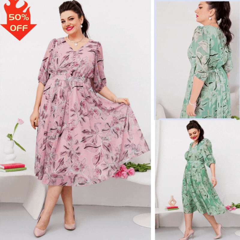 【🏆Produse noi, foarte bine vândute】🌸💥【S-5XL】Rochie elegantă nouă, cu imprimeu