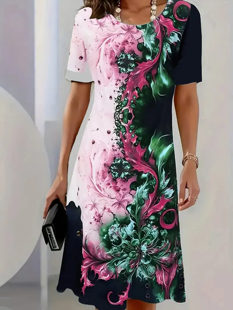 👗 【Cumpără 1 Primești 1 Gratuit】✨【S-3XL】Model floral tridimensional de pe o rochie de vară lejeră pentru femei