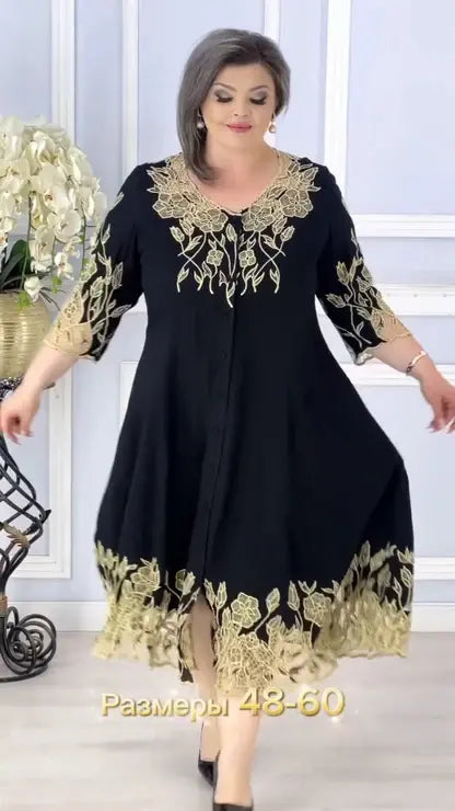 👗【S-5XL】Rochie din dantelă brodată, mărime mare - la modă și elegantă
