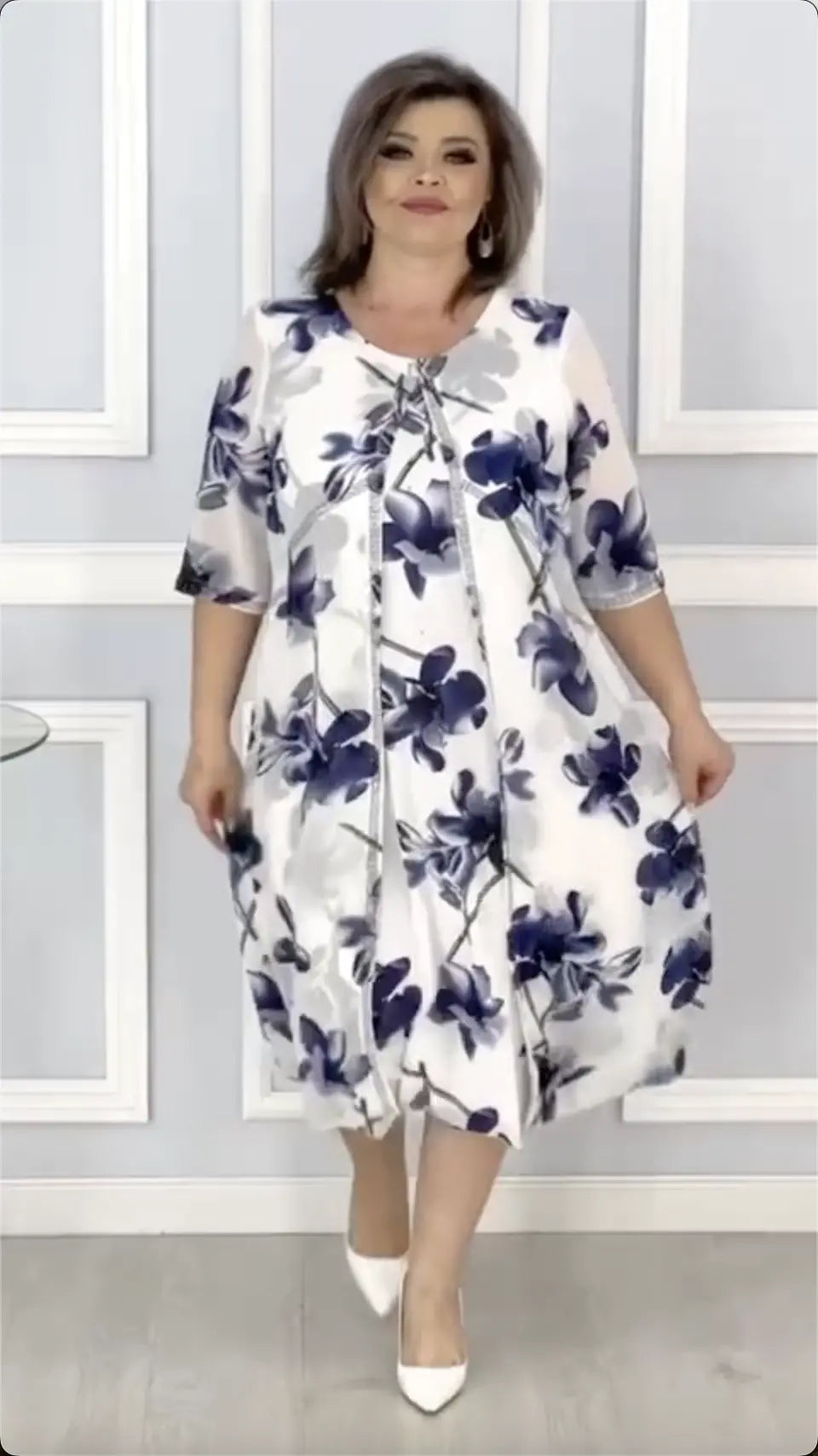 🔥【Cumpără 1 primești 1 gratis】💗✨【50kg~125kg】Rochie elegantă 2025 mărimi mari｜Lejeră, confortabilă, avantajează orice siluetă