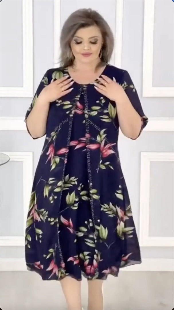 🔥【Cumpără 1 primești 1 gratis】💗✨【50kg~125kg】Rochie elegantă 2025 mărimi mari｜Lejeră, confortabilă, avantajează orice siluetă