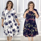 🔥【Cumpără 1 primești 1 gratis】💗✨【50kg~125kg】Rochie elegantă 2025 mărimi mari｜Lejeră, confortabilă, avantajează orice siluetă
