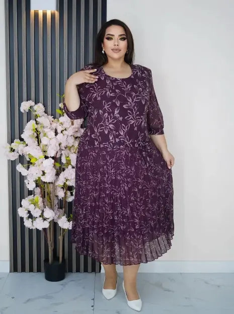 💃✨【S-5XL】Rochie nouă de marime mare, elegantă din șifon imprimat