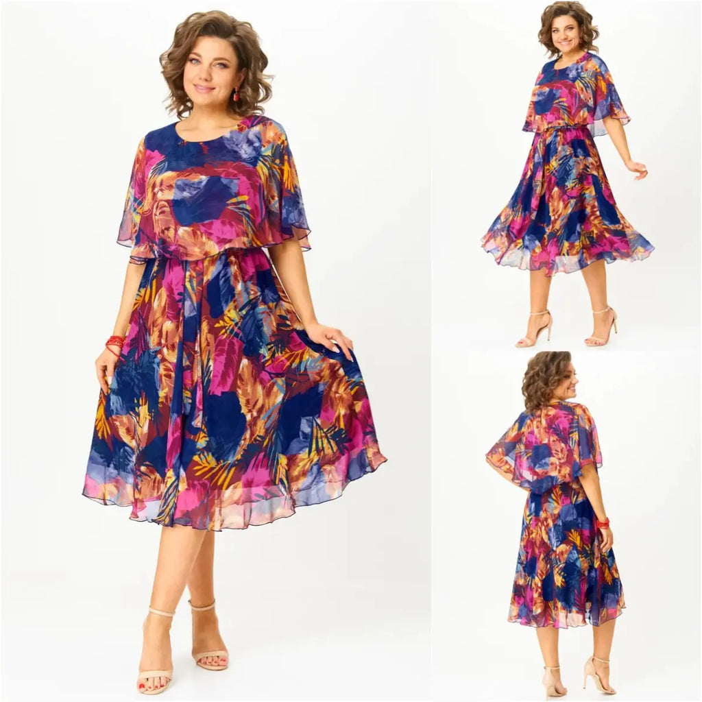 😎💃Produse noi de vară💥【S-5XL】Rochie din șifon cu croi larg, mărimi mari | Confortabilă și respirabilă, foarte potrivită pentru vară