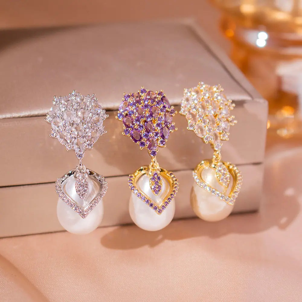 💞【Cumpărați 1, primiți 1 gratuit】S925 Silver Pearl Full Diamond Light Luxury Cercei