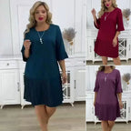 【Cumpărați 1 obțineți 1 gratuit】【S-5XL】 Rochie de culoare solidă cu temperament lejer și confortabil
