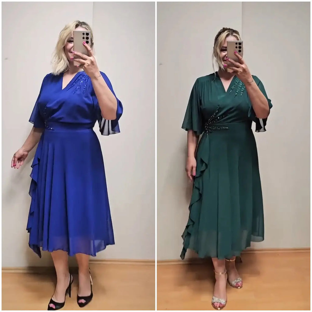 【S-5XL】Rochie de vară din șifon, cu talie marcată