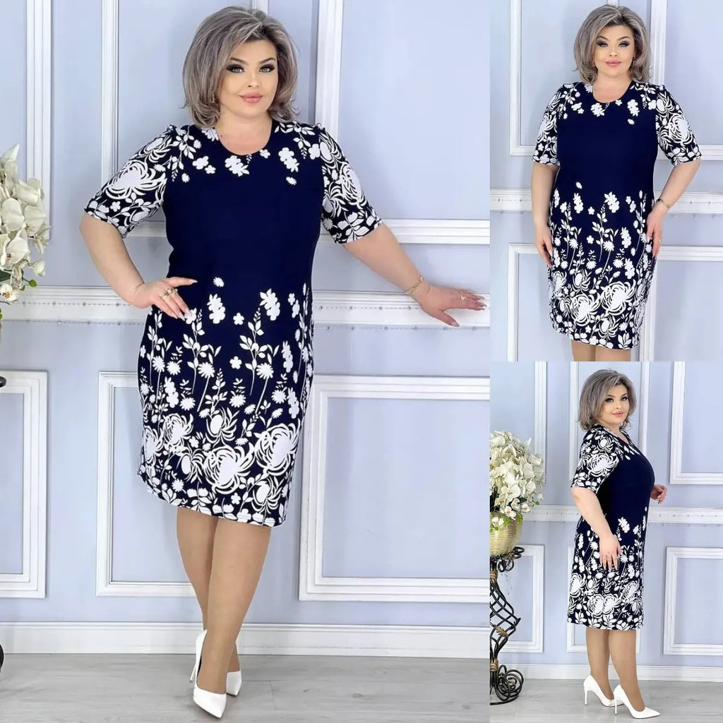 【☀️Noutăți de vară】（S-5XL）💃 Rochie elegantă, mulată, cu imprimeu