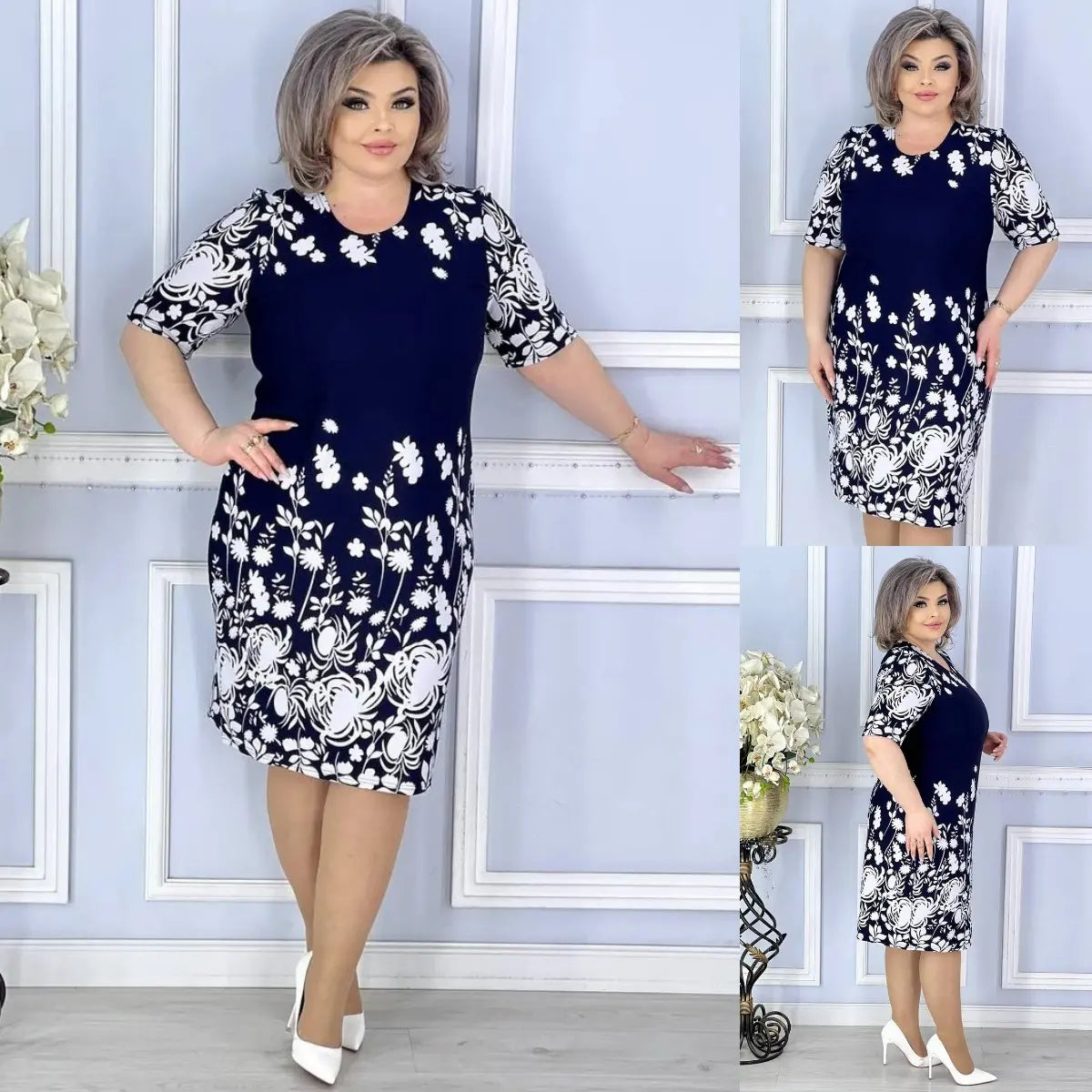 【☀️Noutăți de vară】（S-5XL）💃 Rochie elegantă, mulată, cu imprimeu