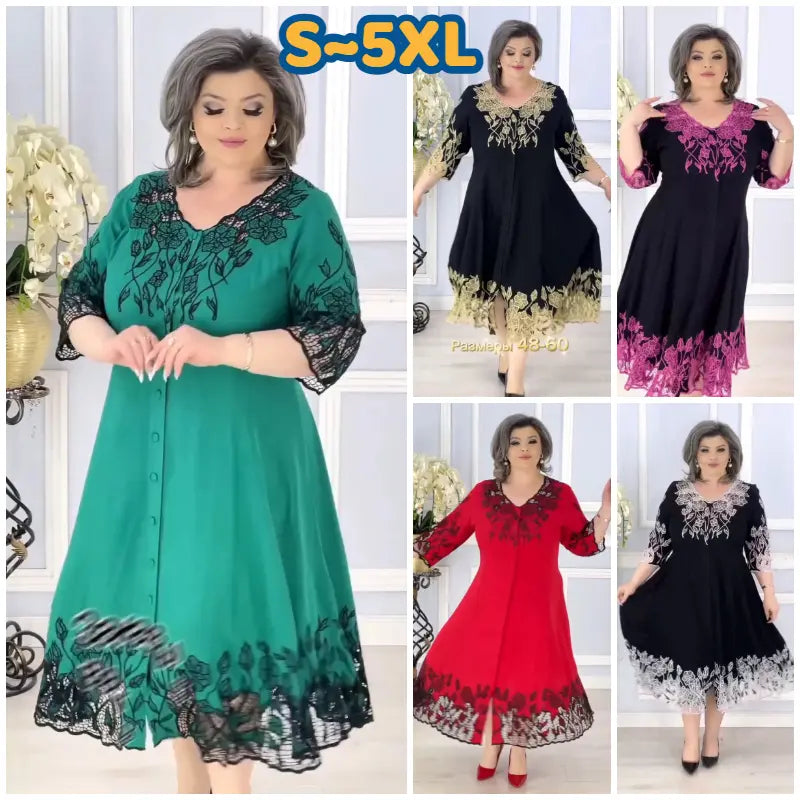 👗【S-5XL】Rochie din dantelă brodată, mărime mare - la modă și elegantă