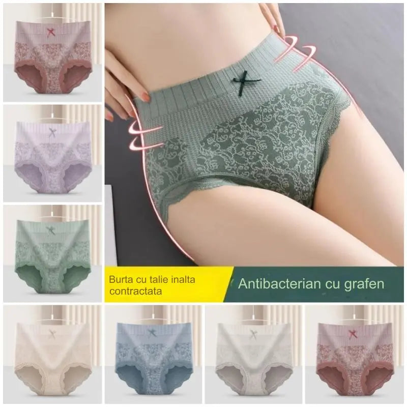 ✔🔥【Cumpărați 8, primiți 8 gratuit】🔥Slip de damă cu talie înaltă, antibacteriană, absorbantă de umiditate