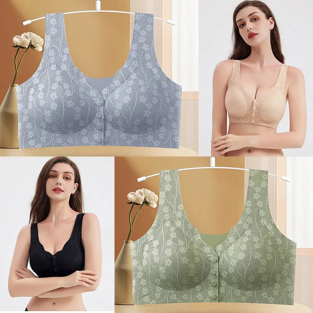 2026【Cumpără unul, primește unul gratuit】Sutien fără fir pentru femei cu nasturi în față ❤️【40-100kg】