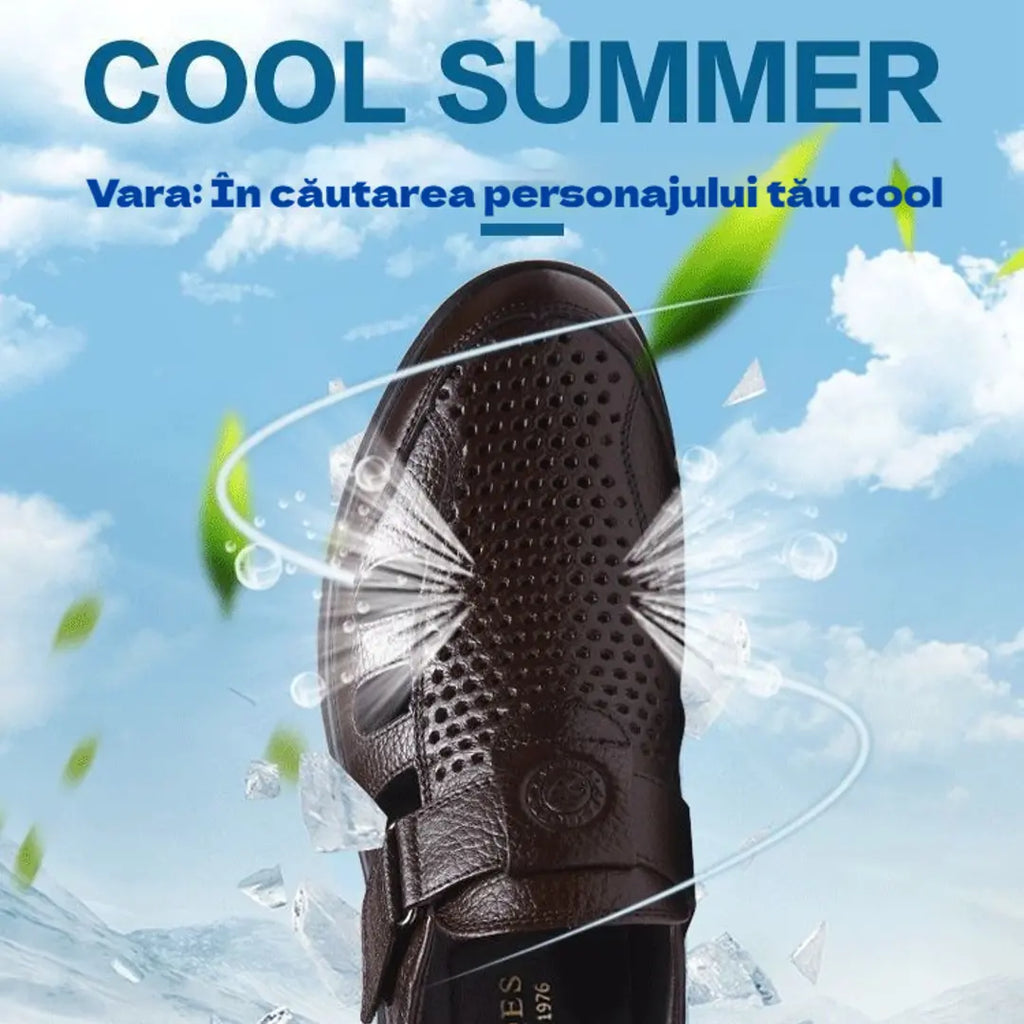【39-44】Sandale de vară din piele naturală pentru bărbați, respirabile