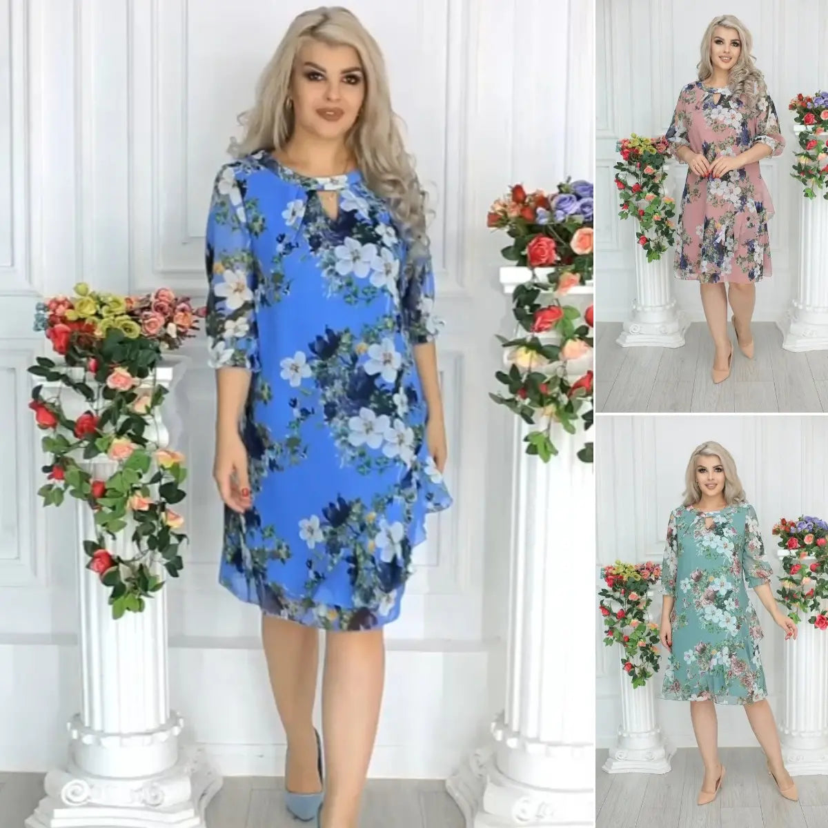 🔥✨【Cumpără 1 Primești 1 Gratuit】【S-5XL】💥Rochie din sifon imprimata noua