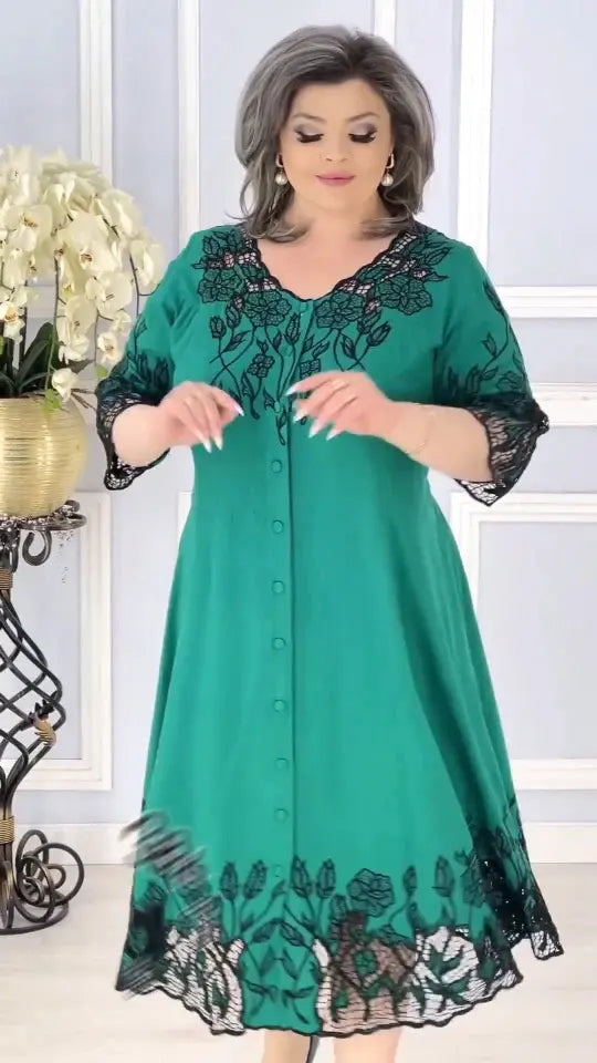 👗【S-5XL】Rochie din dantelă brodată, mărime mare - la modă și elegantă