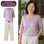 Set din două piese brodat (top + pantaloni) - acum cu 45% reducere!
