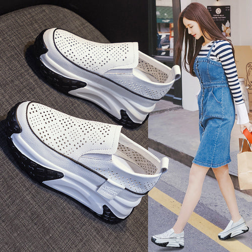 Pantofi Casual Piele cu Platformă 7cm