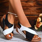【36-43】 2024Noua talpă flatform cu platformă cu fustă casual, sandale de plajă versatile, deschise