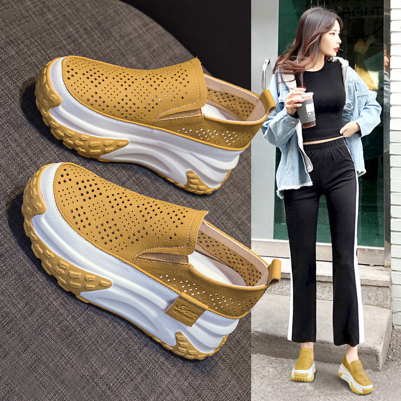 Pantofi Casual Piele cu Platformă 7cm