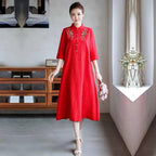 Rochie Lejeră de Vară cu Broderie Tradițională (S-5XL)