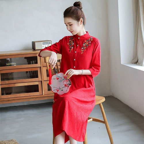 Rochie Lejeră de Vară cu Broderie Tradițională (S-5XL)