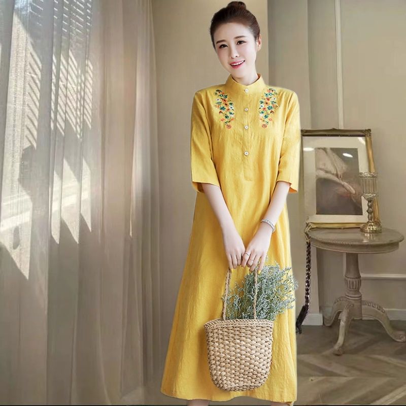 Rochie Lejeră de Vară cu Broderie Tradițională (S-5XL)
