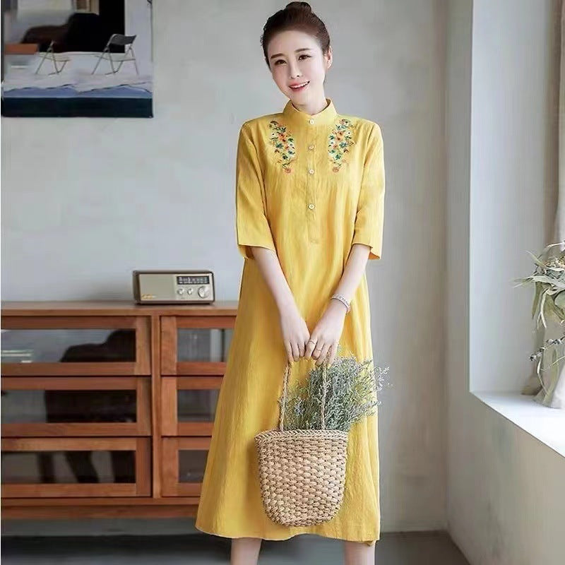 Rochie Lejeră de Vară cu Broderie Tradițională (S-5XL)
