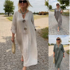 [S-5XL] 2024 Rochie casual de culoare simplă pentru femei