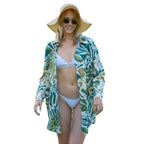 [Free Size]-2024- Noua cămașă cu imprimeu din bumbac leopard punct de plajă fustă de vacanță costum de protecție solară bikini acoperire costum de baie femei