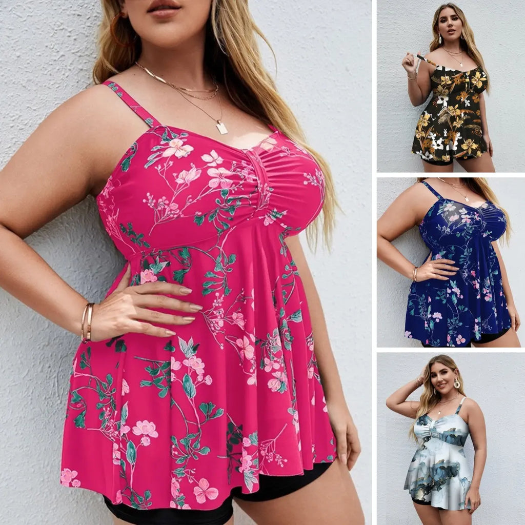 🏊🩱Cumpărați 1 obțineți 1 gratuit✨【Ascunde burta｜Mărimi mari disponibile】Costum de baie din 2 piese cu imprimeu floral (include pantaloni scurți)