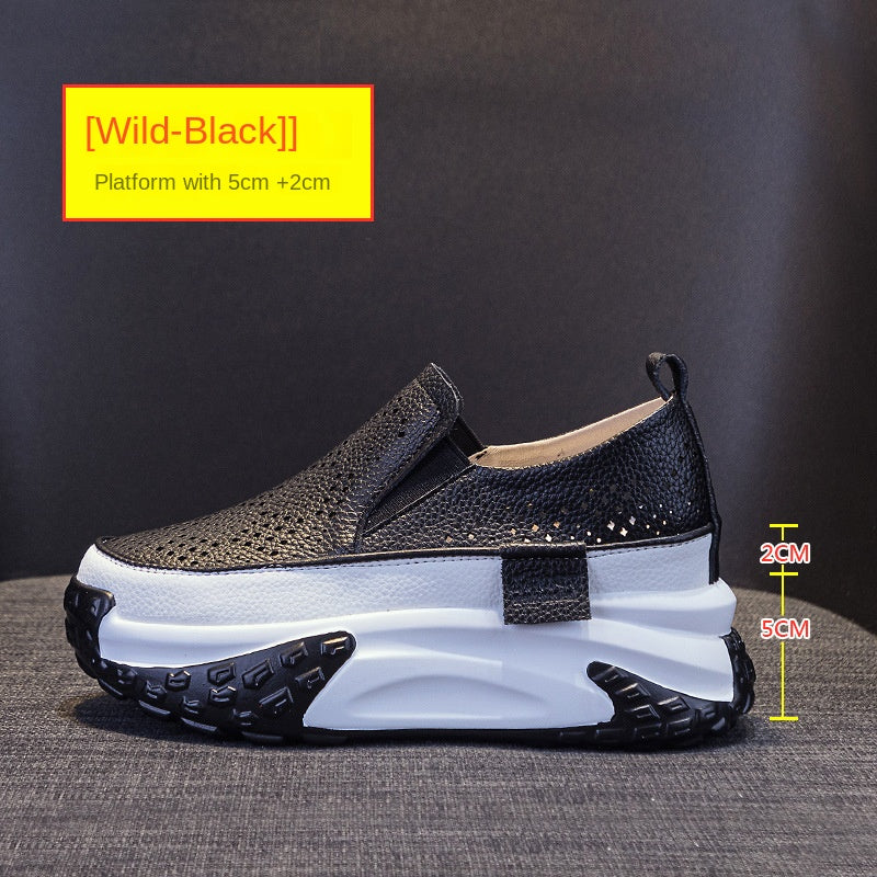 Pantofi Casual Piele cu Platformă 7cm