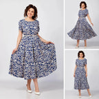 【S-5XL】2025 rochie albastra subtire cu fusta mare