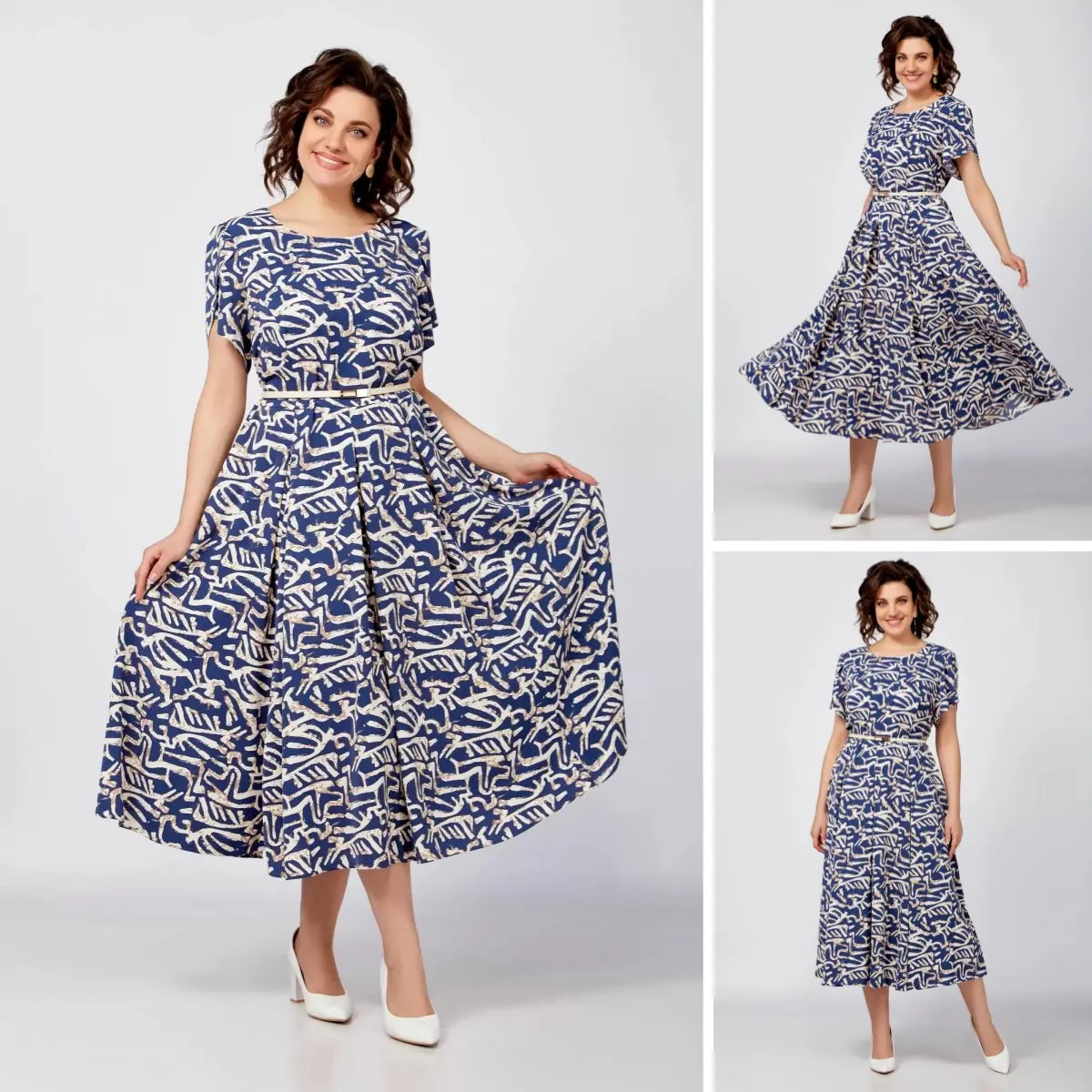 【S-5XL】2025 rochie albastra subtire cu fusta mare
