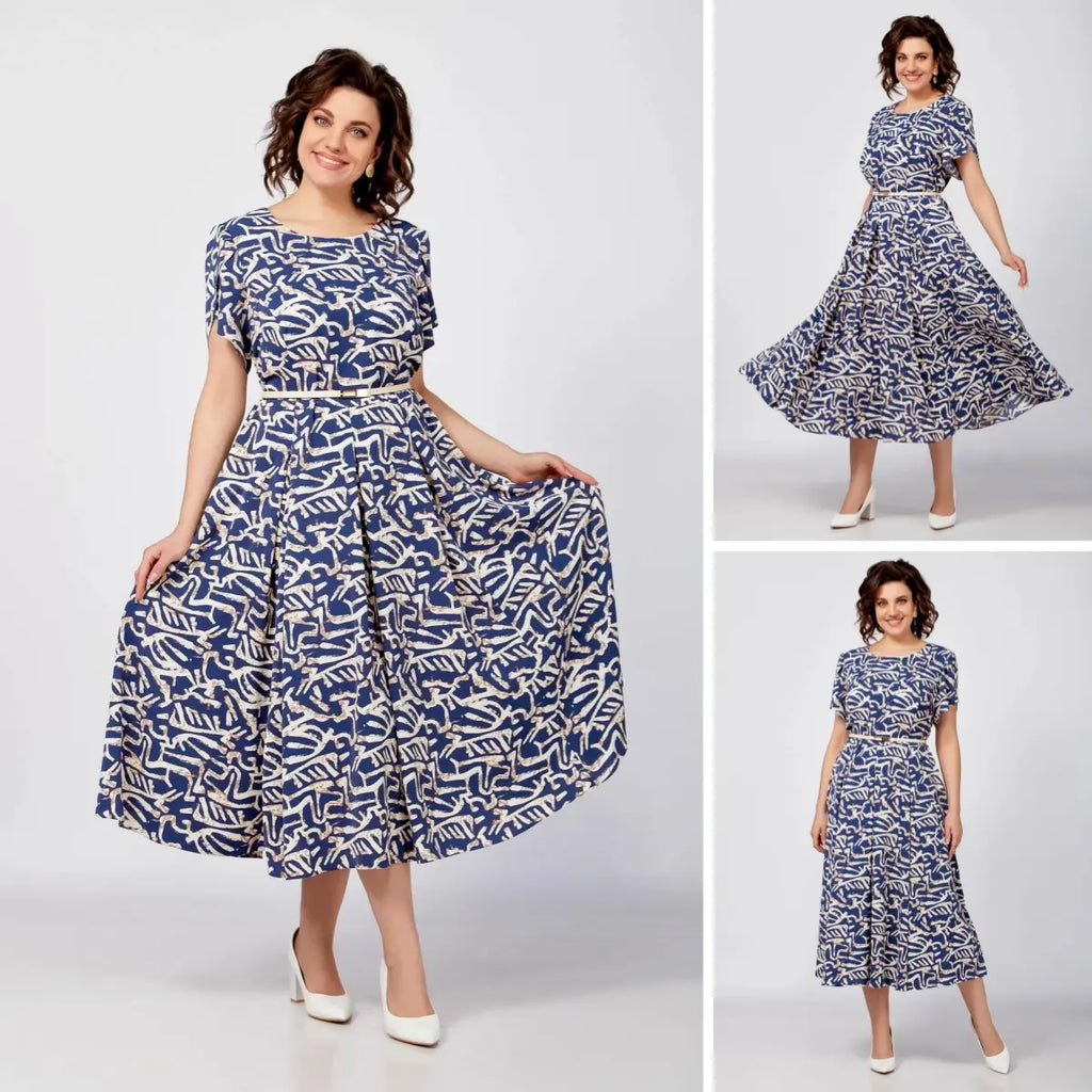 【S-5XL】2025 rochie albastra subtire cu fusta mare