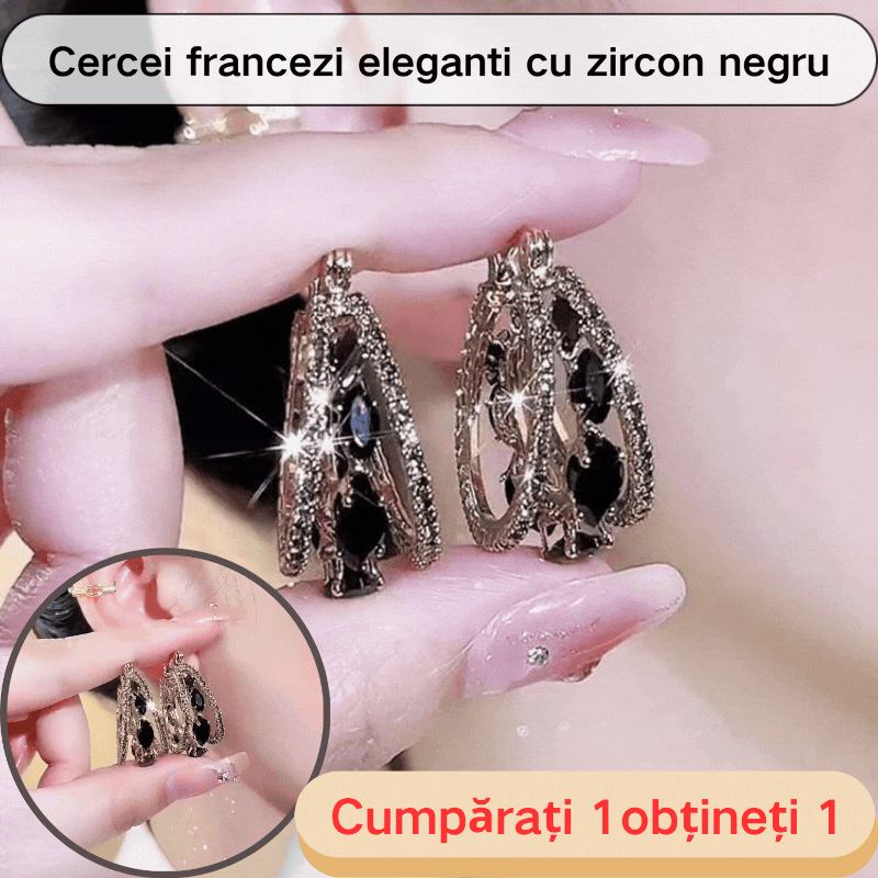 【Cumpărați 1 obțineți 1】 Cercei francezi eleganti cu zircon negru
