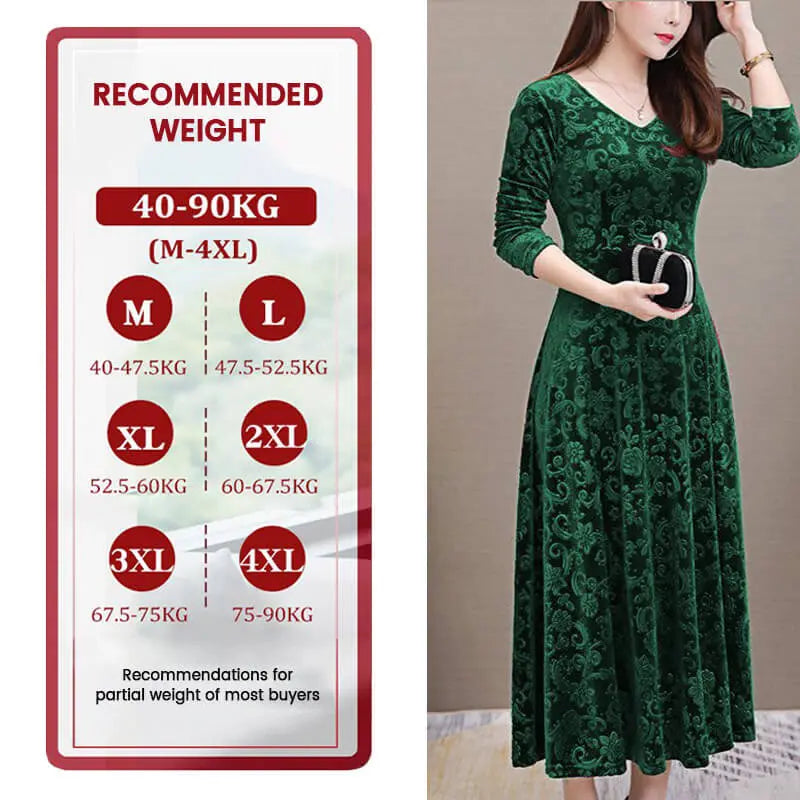 💜💚【Cumpărați 1 obțineți 1】【M-4XL】Noua rochie de catifea imprimata la moda de iarna