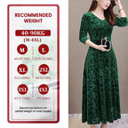 💜💚【Cumpărați 1 obțineți 1】【M-4XL】Noua rochie de catifea imprimata la moda de iarna